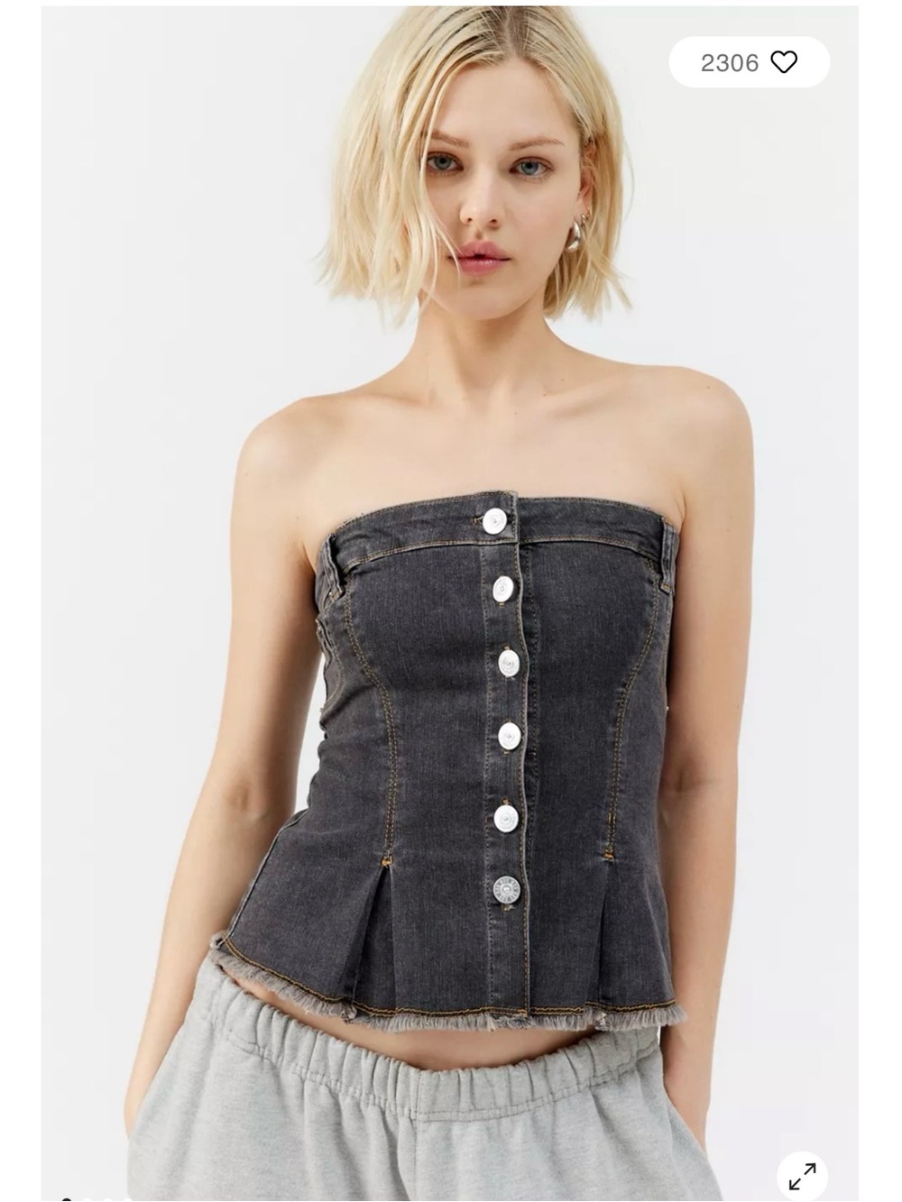 Urban Outfitters Charcoal Black Button-Front Denim Mini Skirt. XS . NWT